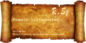 Remete Szilveszter névjegykártya